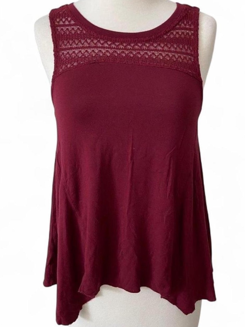 American Eagle Soft & Sexy Crochet Maroon Top